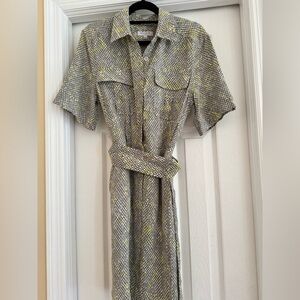 Equipment Femme dress collar belt button down short sleeve Patterned Mini size 4